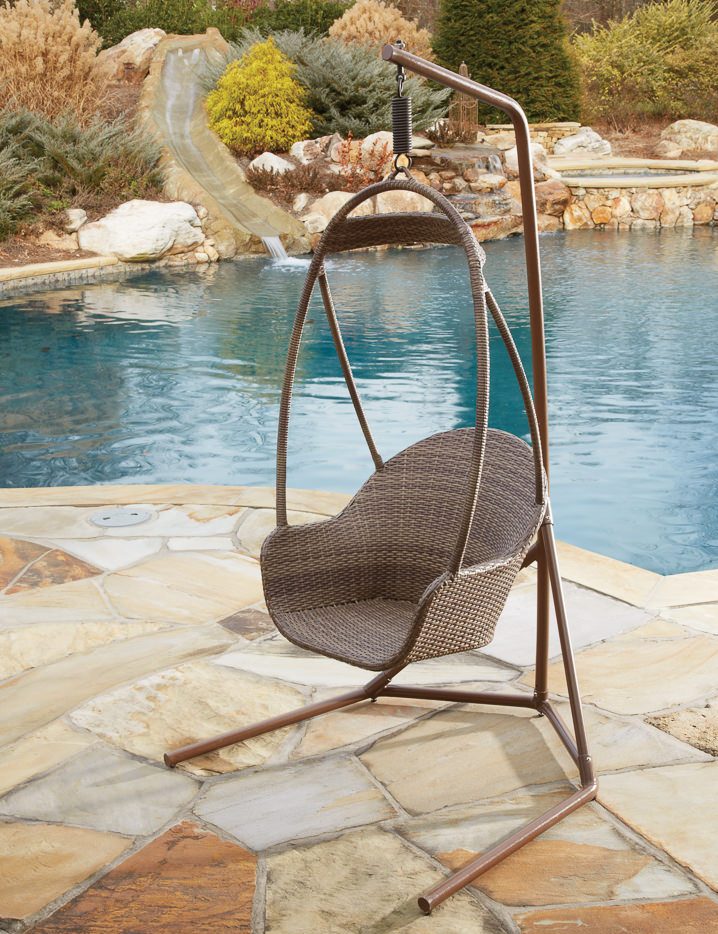 Outdoor Wicker Woven Hanging Chair with Stand