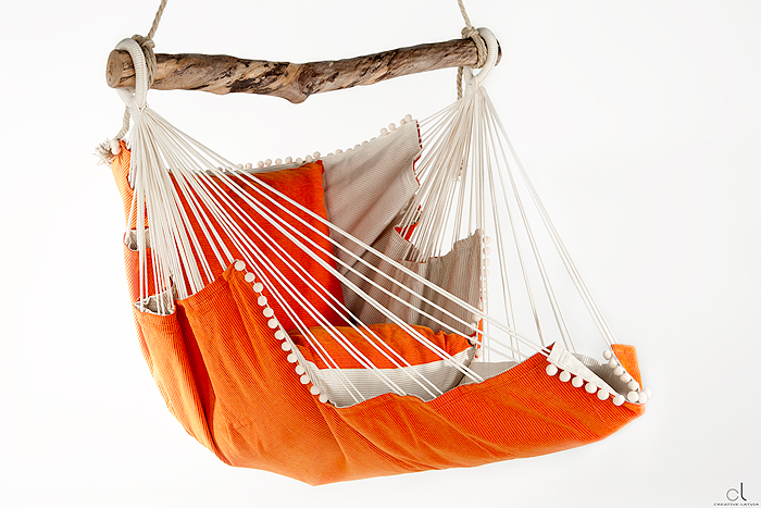handmade hammock chair in orange