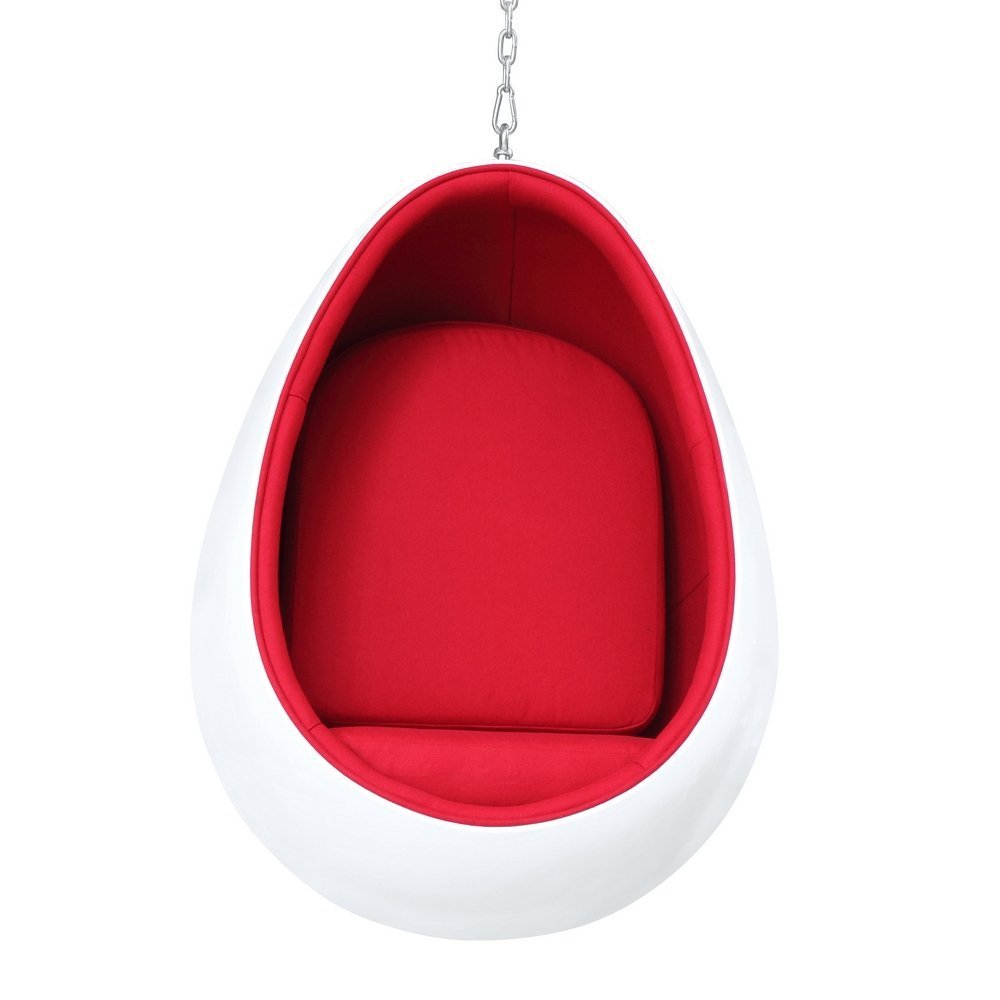 Contemporary Fiberglass Egg Shaped Hanging Chair