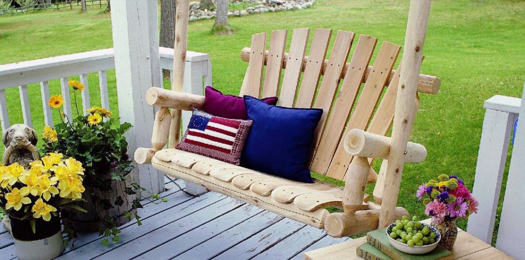 Best-rustic-wooden-Porch-swing by Lakeland Mills- porch swings made in the USA