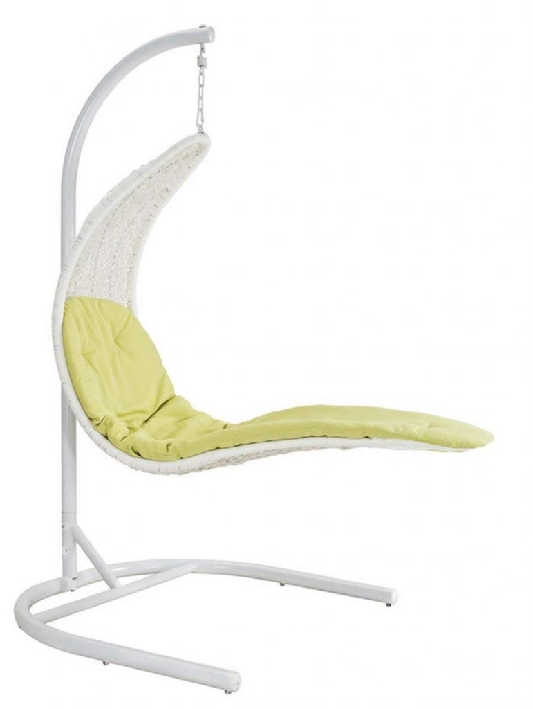 Hanging Outdoor Lounge Swing Bed Wicker Rattan Chair in White