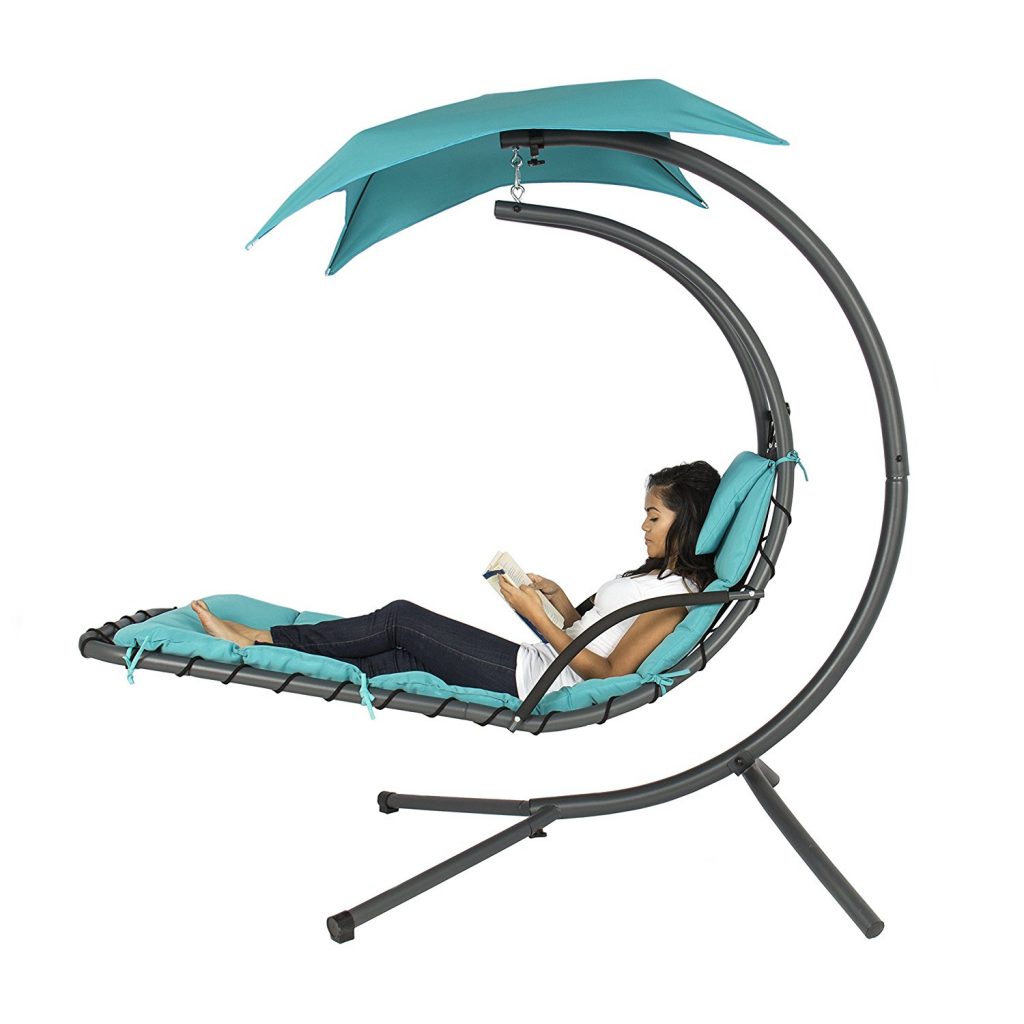 Hanging Chaise Lounger Chair with Arch Stand and Conopy review