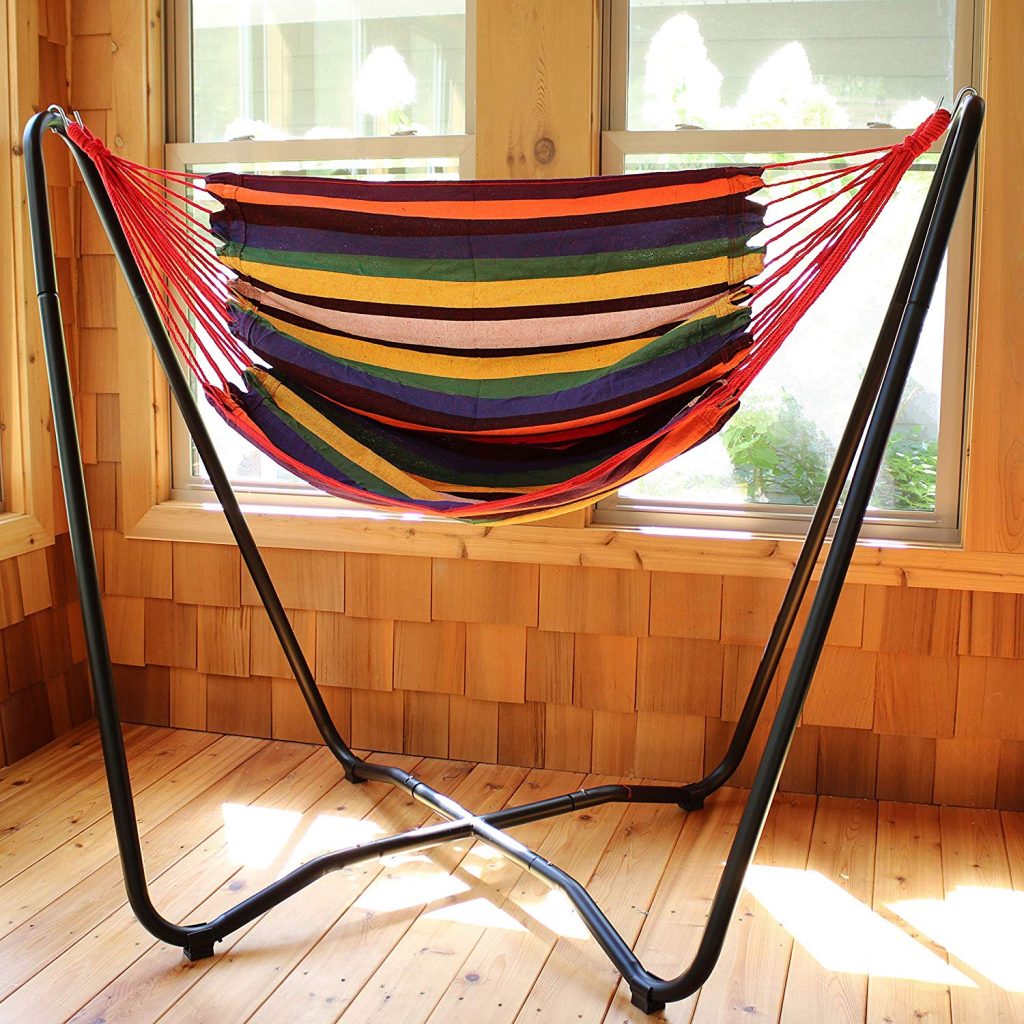 A Bedroom Hanging Chair With Stand Is Perfect For Rented Apartments