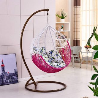 circle-hanging-chair-with-stand-beutiful-desing-for-bedroom-affordable-pink-with-floral-cushions