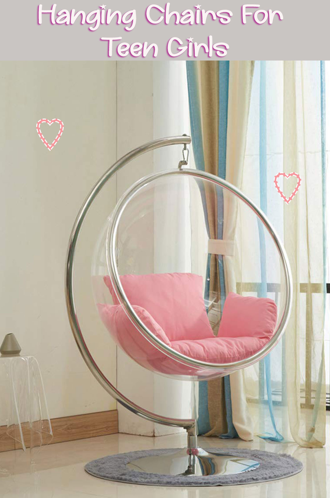 Transparent-Acrylic-Indoor-Glass-Ball-Chair-with-Pink-Cushion-and-Stand