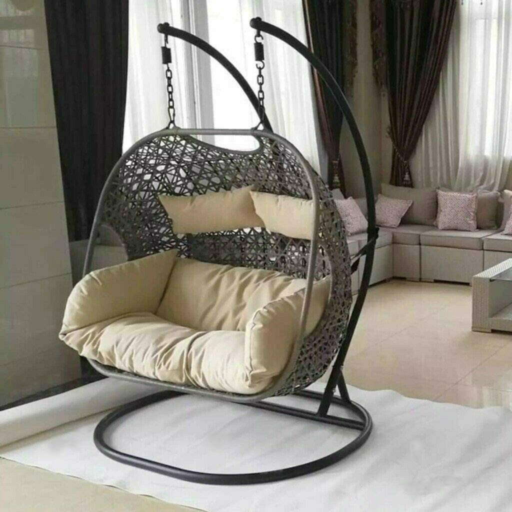 Person Wicker Swing Chair with Double Folding Hanging Egg Swing Chair DOUBL...